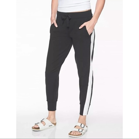 Athleta Pants - Athleta Metro Track Jogger Black White Size M